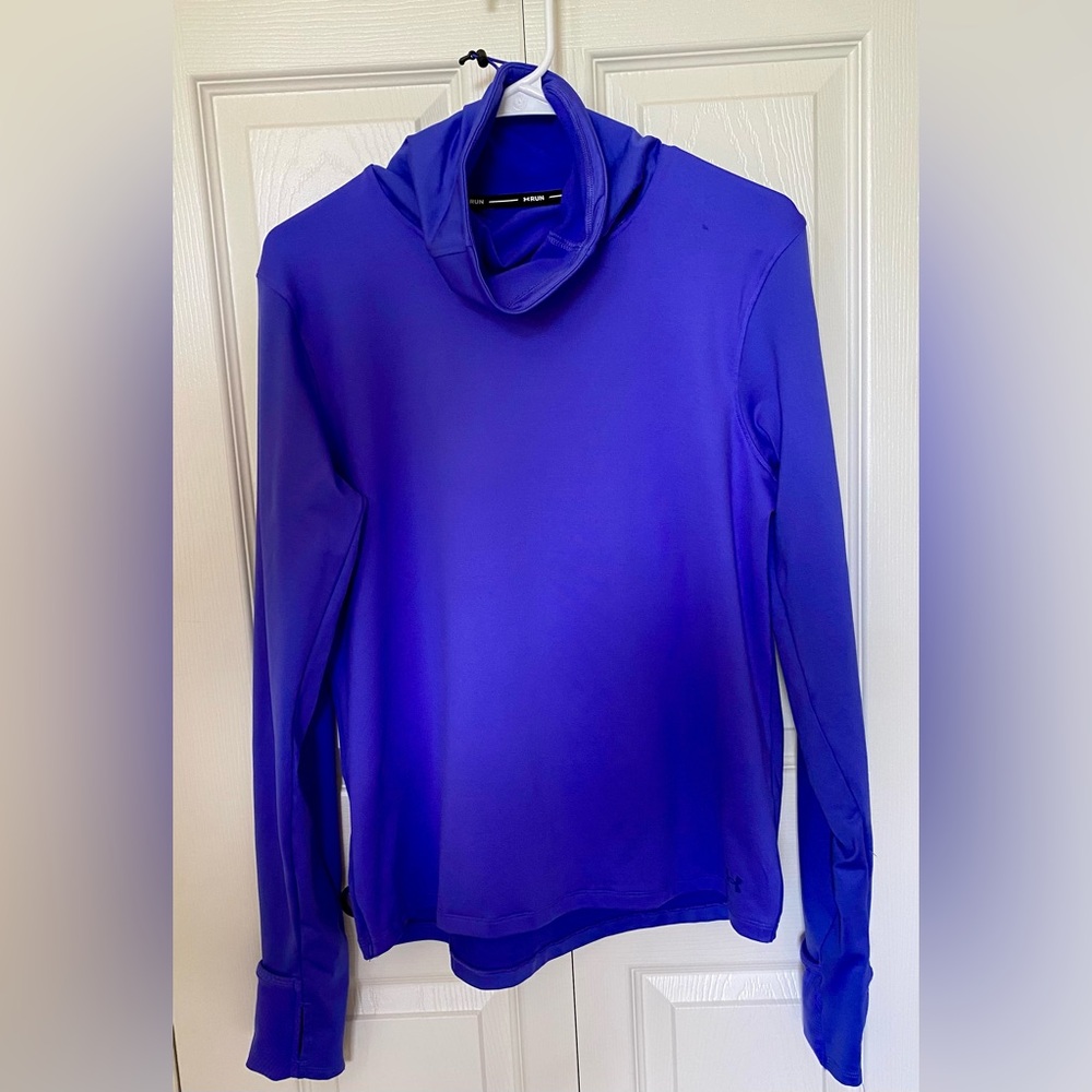 Under Armour Periwinkle Long Sleeve Running Shirt with Adjustable Cowl Neck